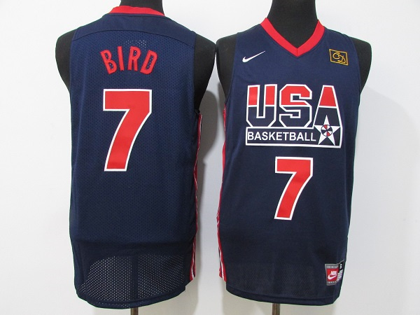 Men USA Basketball 7 Larry Bird Navy Stitched Jersey
