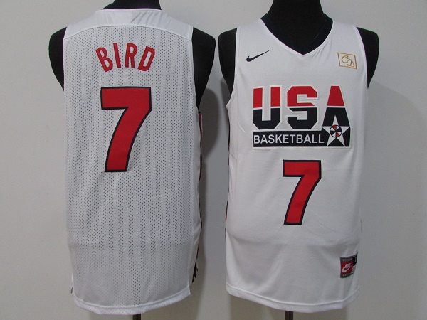 Men USA Basketball 7 Larry Bird White Stitched Jersey