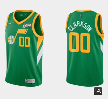 Men Utah Jazz 00 Jordan Clarkson Green Earned Edition Swingman Stitched Jersey