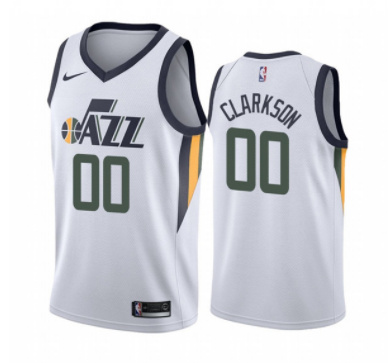 Men Utah Jazz 00 Jordan Clarkson White Association Edition Swingman Stitched Jersey