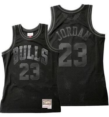 Men Chicago Bulls Michael Jordan Mitchell Ness All Black Basketb
