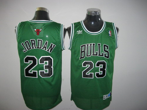 Men Chicago Bulls 23 Michael Jordan Green Throwback Adidas Jerse