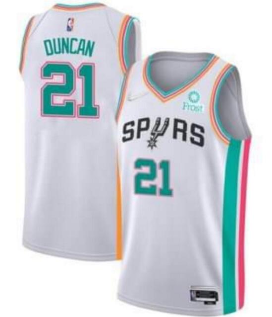 Men San Antonio Spurs Tim Duncan 2022 White City Diamond 75th An