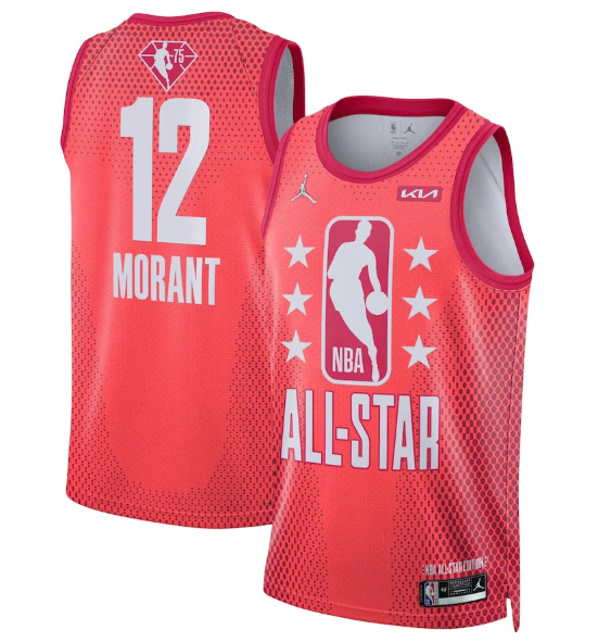 Men 2022 All Star 12 Ja Morant Maroon Stitched Basketball Jerse