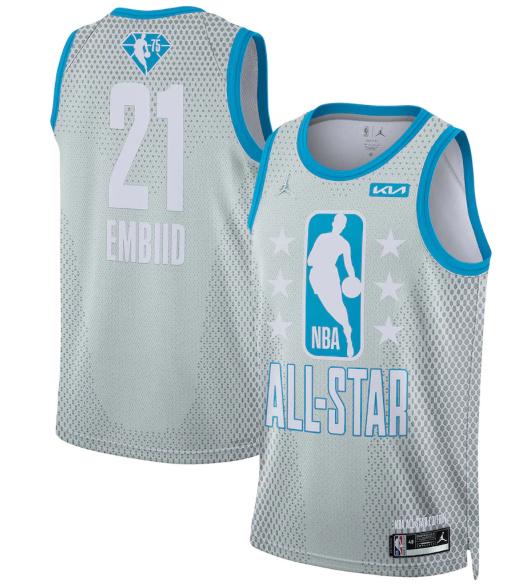 Men 2022 All Star 21 Joel Embiid Blue Eastern Conference Gray Eastern Conference Stitched Basketball