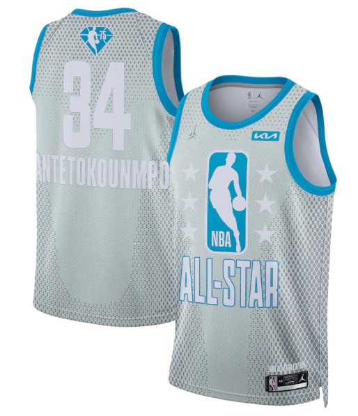 Men 2022 All Star 34 Giannis Antetokounmpo Gray Stitched Basketb