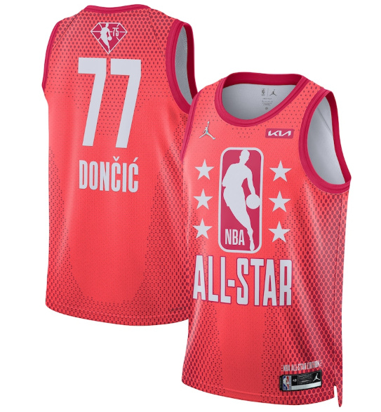 Men 2022 All Star 77 Luka Doncic Maroon Stitched Jerse