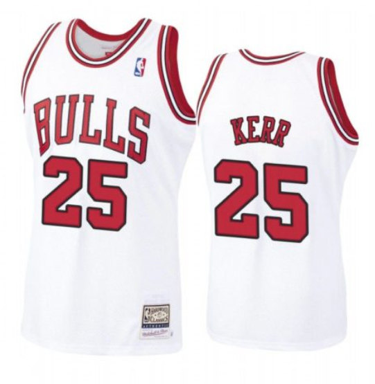 Men Chicago Bulls 25 Steve Kerr White Throwback Stitched Jerse