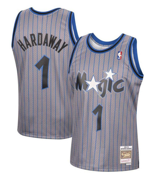 Men Orlando Magic 1 Penny Hardaway 1994 95 Grey Stitched Jerse