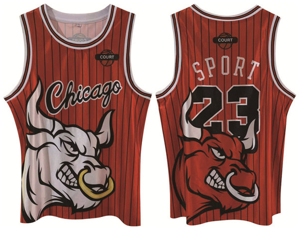 Men Chicago Bulls 23 Michael Jordan Red Print Basketball Jerse