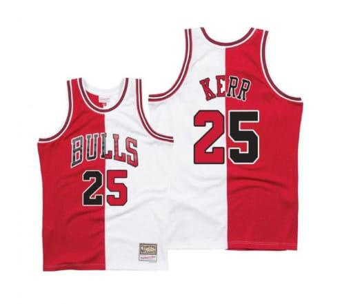 Men Chicago Bulls 25 Steve Kerr White Red Throwback Stitched Jerse