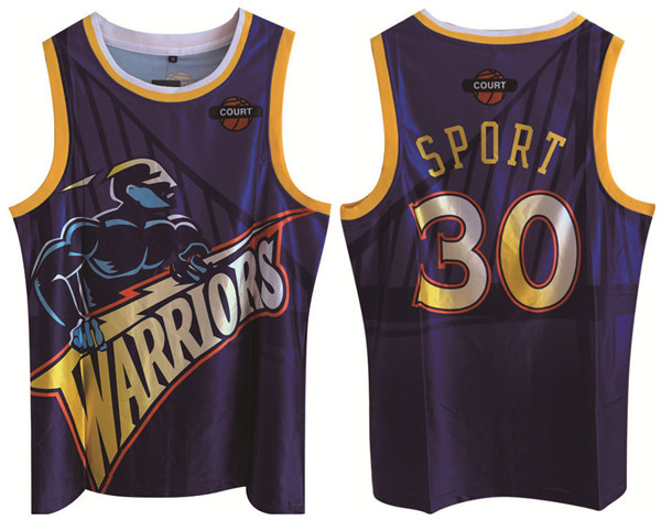 Men Golden State Warriors 30 Stephen Curry Purple Print Basketball Jerse