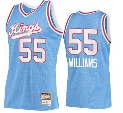 Men Sacramento Kings 55 Jason Williams M&N Hardwood Classic Light Blue Jersey