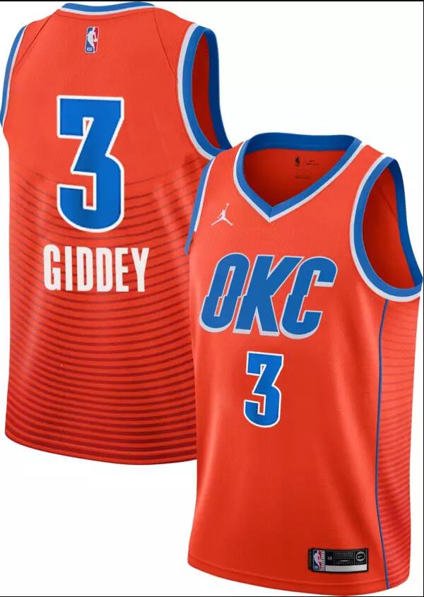 Men's Oklahoma City Thunder Josh Giddey #3 Orange Dri-FIT Swingman Jersey