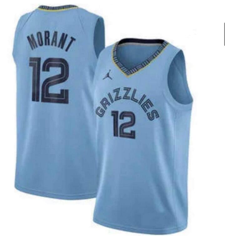 Men Jordan Brand Memphis Grizzlies 12 Ja Morant Light Blue Basketball Swingman Statement Edition Jer