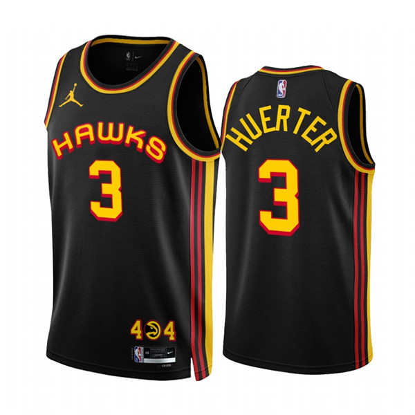 Men's Atlanta Hawks #3 Kevin Huerter 2022-23 Black Statement Edi