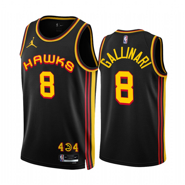 Men's Atlanta Hawks #8 Danilo Gallinari 2022-23 Black Statement 