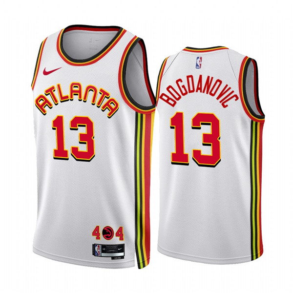 Men's Atlanta Hawks #13 Bogdan Bogdanovic 2022-23 White Association Edition Stitched Jersey