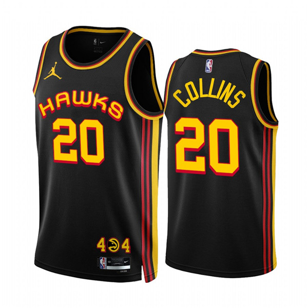 Men's Atlanta Hawks #20 John Collins 2022-23 Black Statement Edi