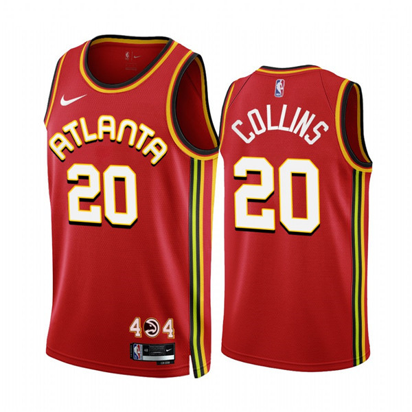 Men's Atlanta Hawks #20 John Collins 2022-23 Red Icon Edition Stitched Jersey