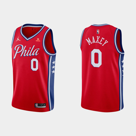 Men's Philadelphia 76ers #0 Tyrese Maxey Red Statement Edition S