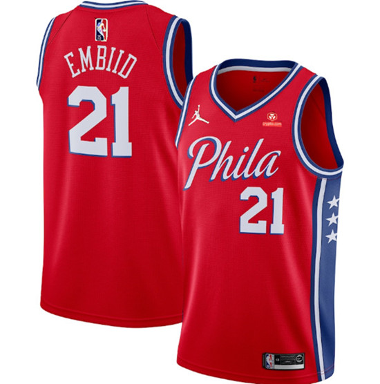 Men's Philadelphia 76ers #21 Joel Embiid Red Statement Edition S