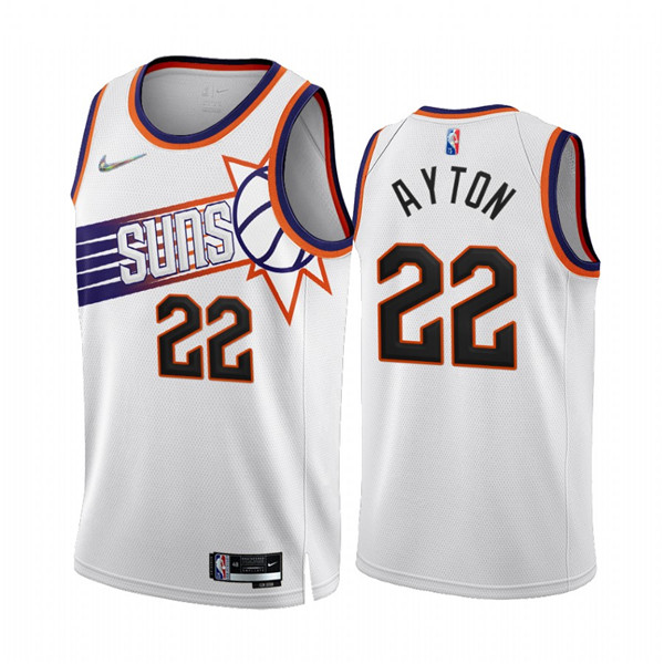 Men's Phoenix Suns #22 Deandre Ayton 2022-23 White 75th Anniversary Association Edition Stitched Jer