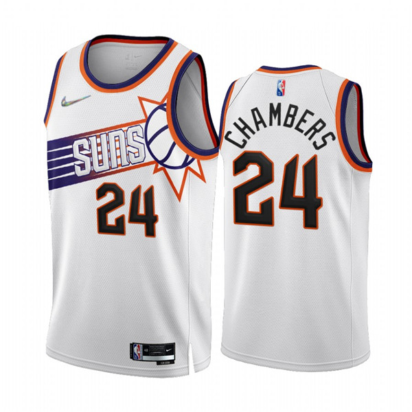 Men's Phoenix Suns #24 Tom Chambers 2022-23 White 75th Anniversary Association Edition Stitched Jers