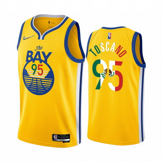 Men Golden State Warriors 95 Juan Toscano Anderson 2022 Gold Special Mexico Statement Edition Stitch