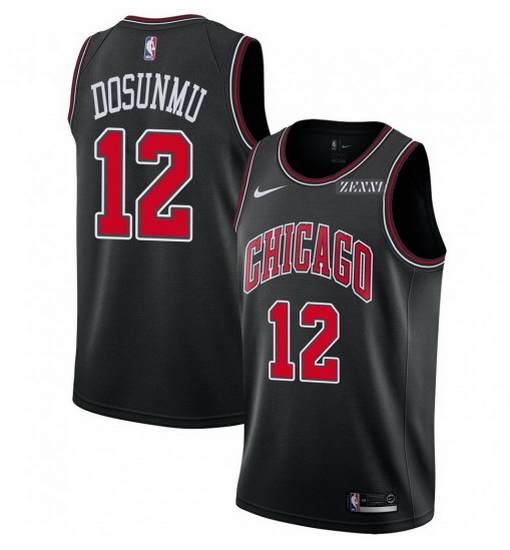 Men Chicago Bulls 12 Ayo Dosunmu Black Stitched Basketball Jersey