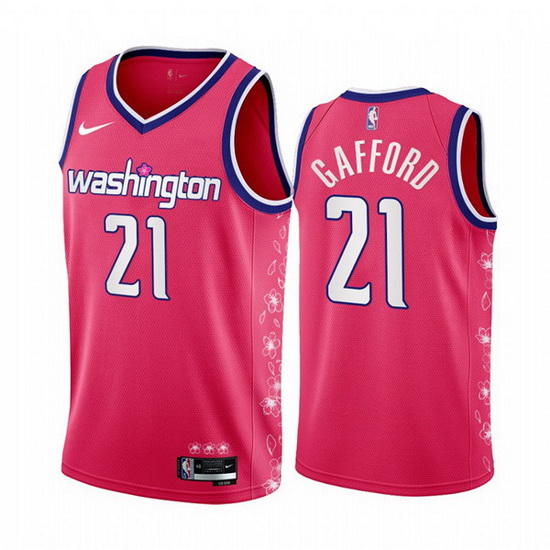 Men Washington Wizards 21 Daniel Gafford 2022 23 Pink Cherry Blossom City Edition Limited Stitched B