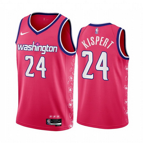 Men Washington Wizards 24 Corey Kispert 2022 23 Pink Cherry Blossom City Edition Limited Stitched Ba