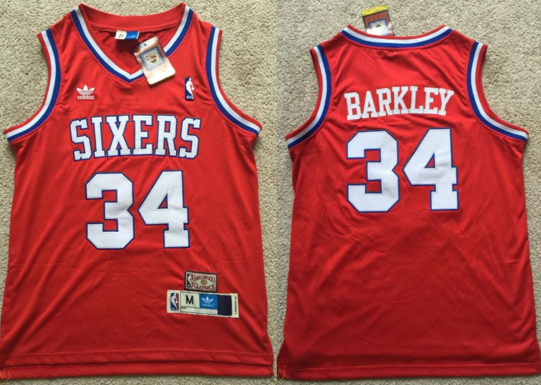 Mens Charles Barkley philadelphia Sixers Throwback jersey red