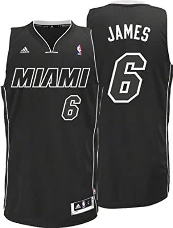 NBA Men's Miami Heat LeBron James Black-Black-White Swingman Jersey