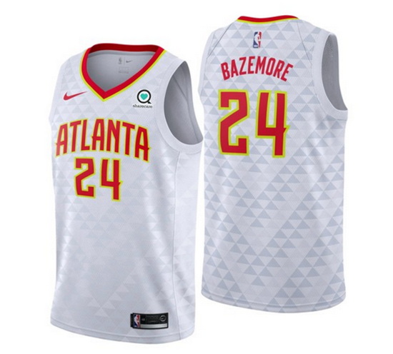 Men Atlanta Hawks 24 Kent Bazemore White Association Edition Stitched Jersey