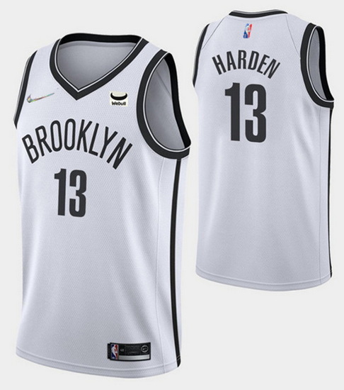 Men Brooklyn Nets 13 James Harden White 75th Anniversary Association Edition Stitched NBA Jersey