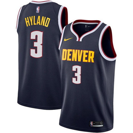 Men Denver Nuggets 3 Nah Shon Hyland Navy Icon Edition Stitched 