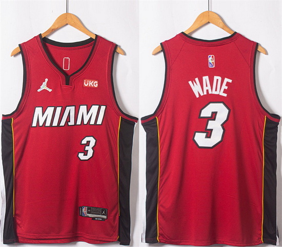 Men Miami Heat 3 Dwyane Wade Red Statement Edition 75th Anniversary Stitched Jersey