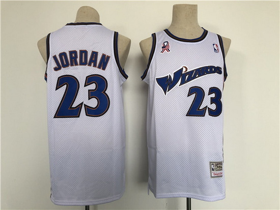 Men Washington Wizards 23 Michael Jordan White Throwback Stitched Jersey