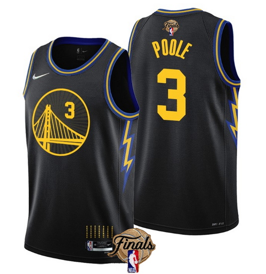 Men Golden State Warriors 3 Jordan Poole 2022 Black NBA Finals Stitched Jersey