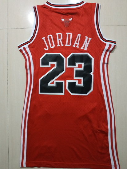 Women Chicago Bulls 23 Michael Jordan Dress Stitched Jersey Red II