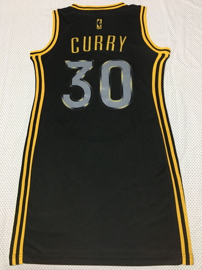 Women Golden Warriors 30 Stephen Curry Dress Stitched Jersey Black II