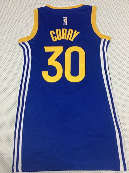 Women Golden Warriors 30 Stephen Curry Dress Stitched Jersey Blue II