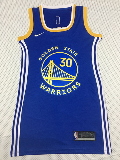 Women Golden Warriors 30 Stephen Curry Dress Stitched Jersey Blue