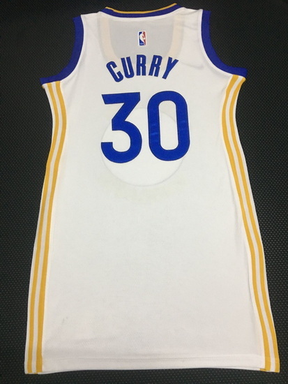 Women Golden Warriors 30 Stephen Curry Dress Stitched Jersey White II