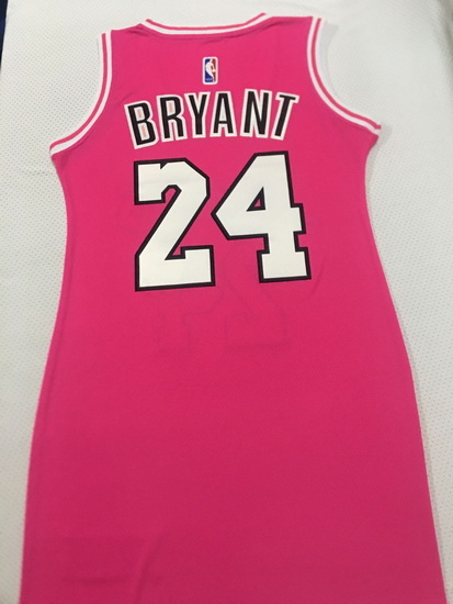 Women Los Angeles Lakers 24 Kobe Bryant Dress Stitched Jersey Pink II