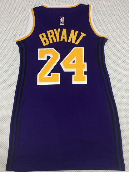 Women Los Angeles Lakers 24 Kobe Bryant Dress Stitched Jersey Purple II