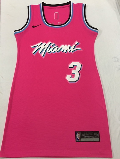 Women Miami Heat 3 Dwyane Wade Dress Stitched Jersey Pink