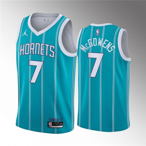 Men's Charlotte Hornets #7 Bryce McGowens Aqua Stitched Basketba