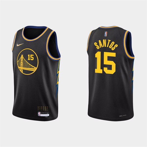 Men's Golden State Warriors #15 Gui Santos 2022 Black Stitched B